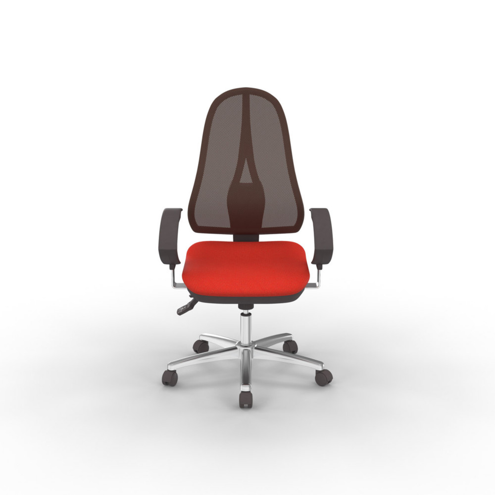 Topstar Sige bureau OPEN POINT DELUXE Tissu Rouge Maille Noir Hauteur rglable - Accoudoir Roulette