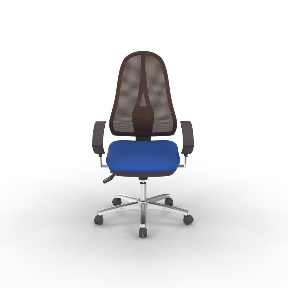 Sige de bureau OPEN POINT DELUXE Tissu Bleu Maille Noir Hauteur rglable - Dossier Accoudoirs Roulettes