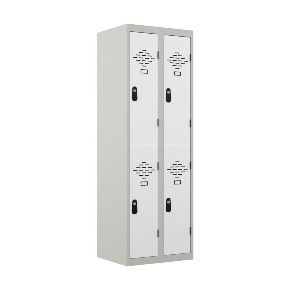 Vestiaire mtal Avantage 2 casiers par colonne - 2 colonnes L.60 cm - Corps Gris - Portes Blanc