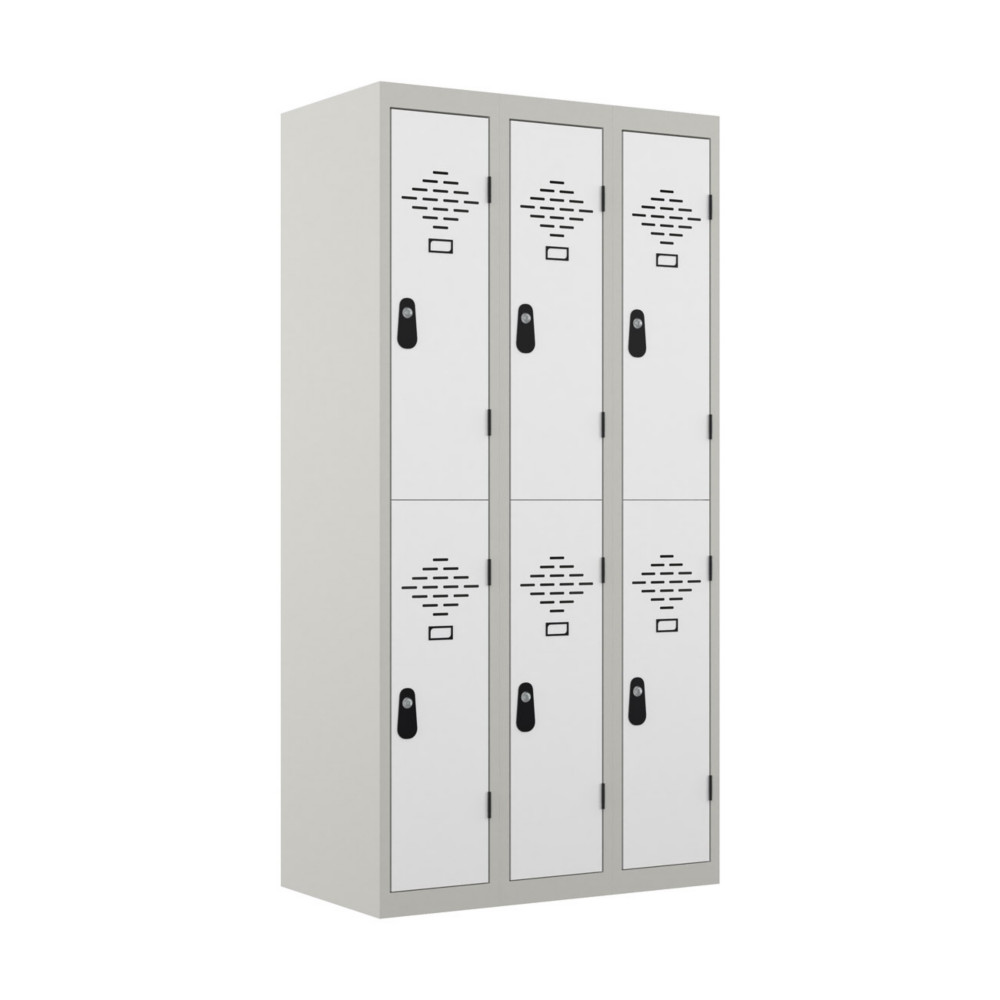 Vestiaire mtal Avantage 2 casiers par colonne - 3 colonnes L.90 cm - Corps Gris - Portes Blanc