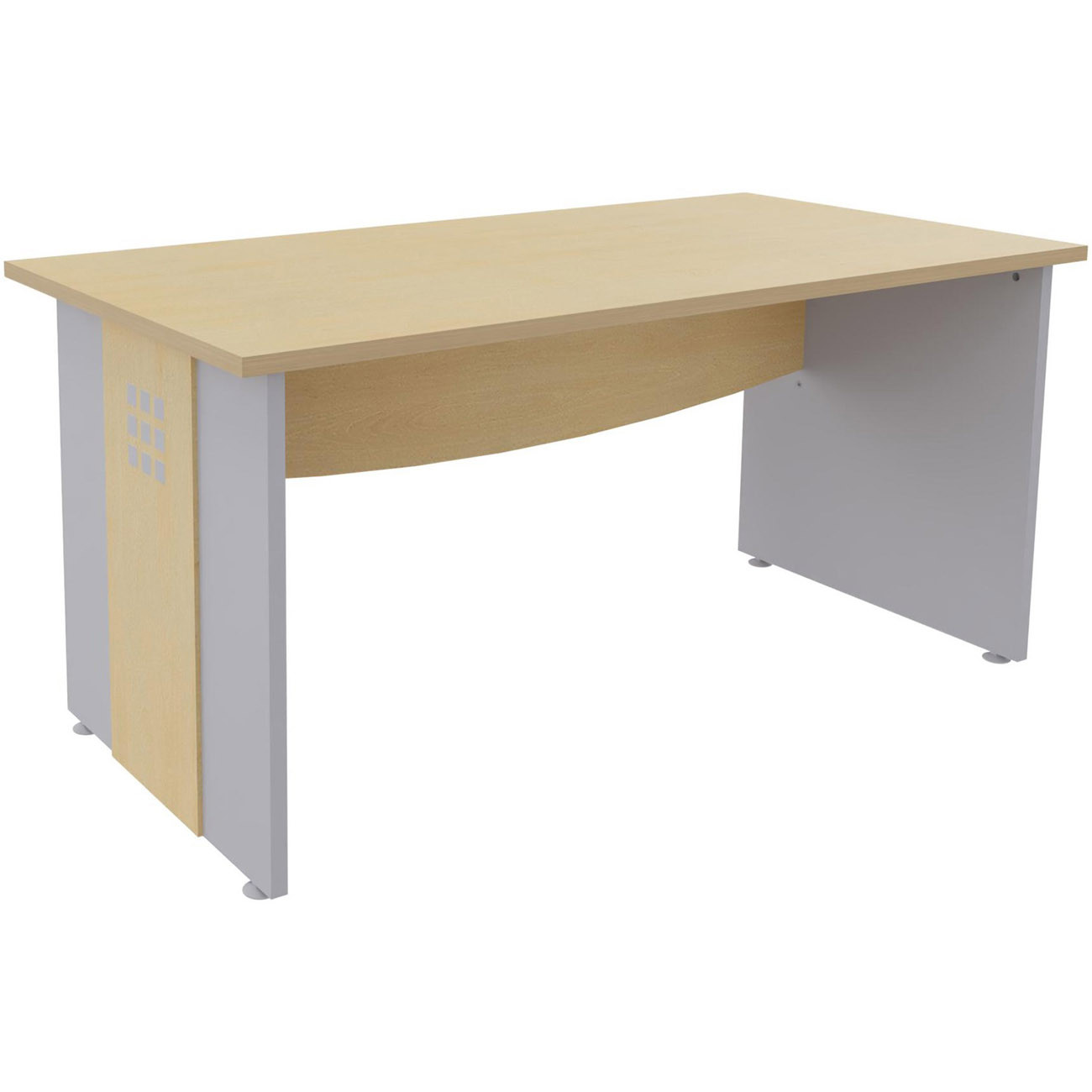 NODATA Bureau droit Axiome - L.160 x P.80 cm - Plateau H&ecirc;tre - Pieds panneaux Aluminium