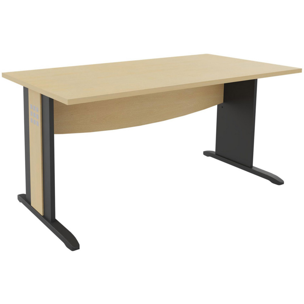 Bureau droit Axiome - L.160 x P.80 cm - Plateau Htre - Pieds L Anthracite