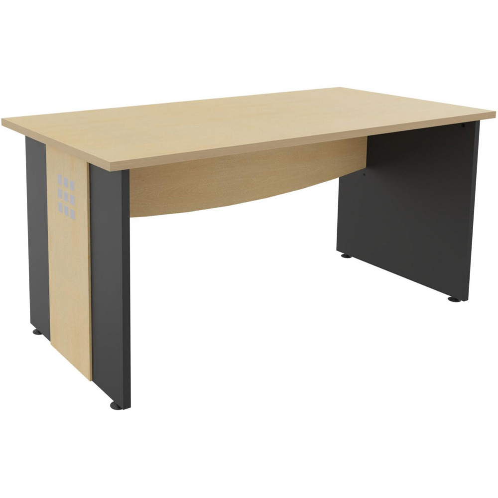 Bureau droit Axiome - L.140 x P.80 cm - Plateau Htre - Pieds panneaux Anthracite
