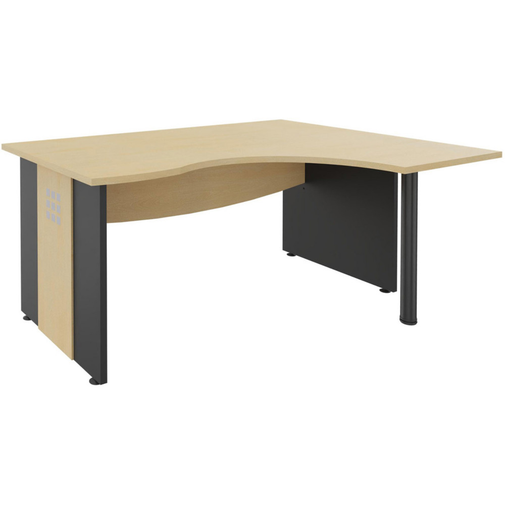 Bureau d'angle compact retour  droite Axiome - L.160 x P.120 cm - Plateau Htre - Pieds panneaux Anthracite