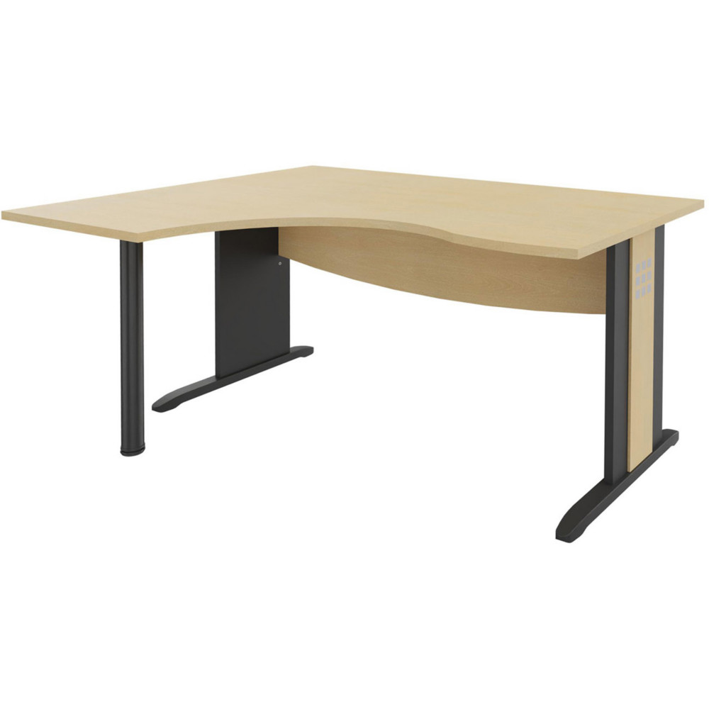 Bureau d'angle compact retour  gauche Axiome - L.160 x P.120 cm - Plateau Htre - Pieds L Anthracite