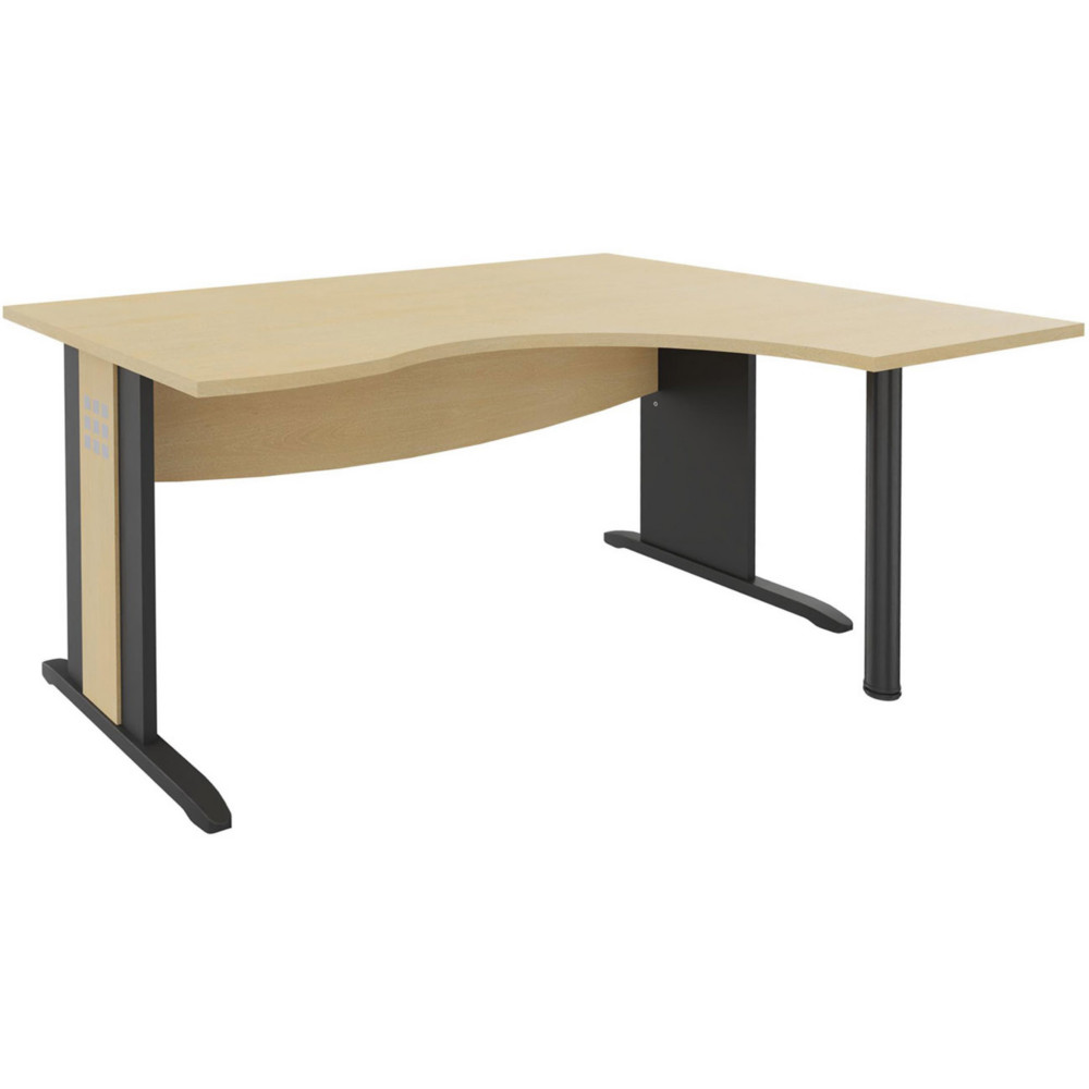 Bureau d'angle compact retour  droite Axiome - L.160 x P.120 cm - Plateau Htre - Pieds L Anthracite