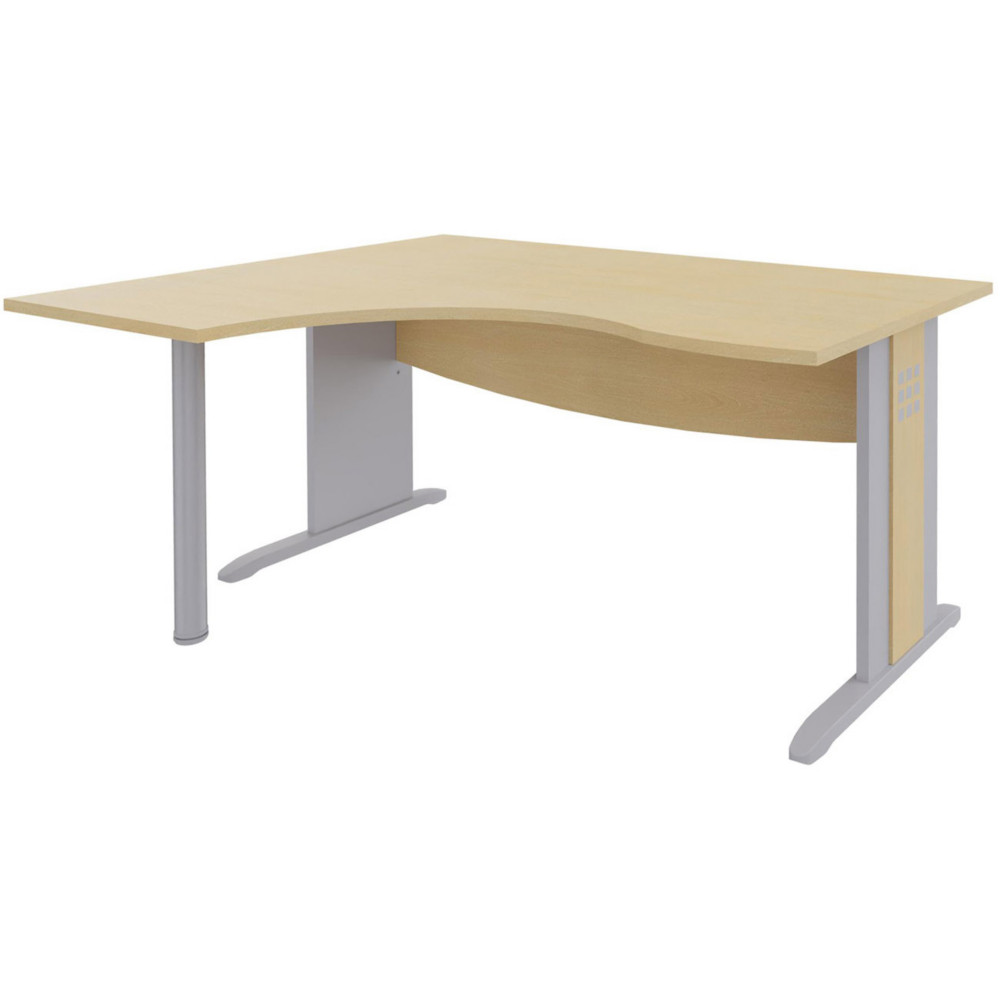 Bureau d'angle compact retour  gauche Axiome - L.160 x P.120 cm - Plateau Htre - Pieds L Aluminium