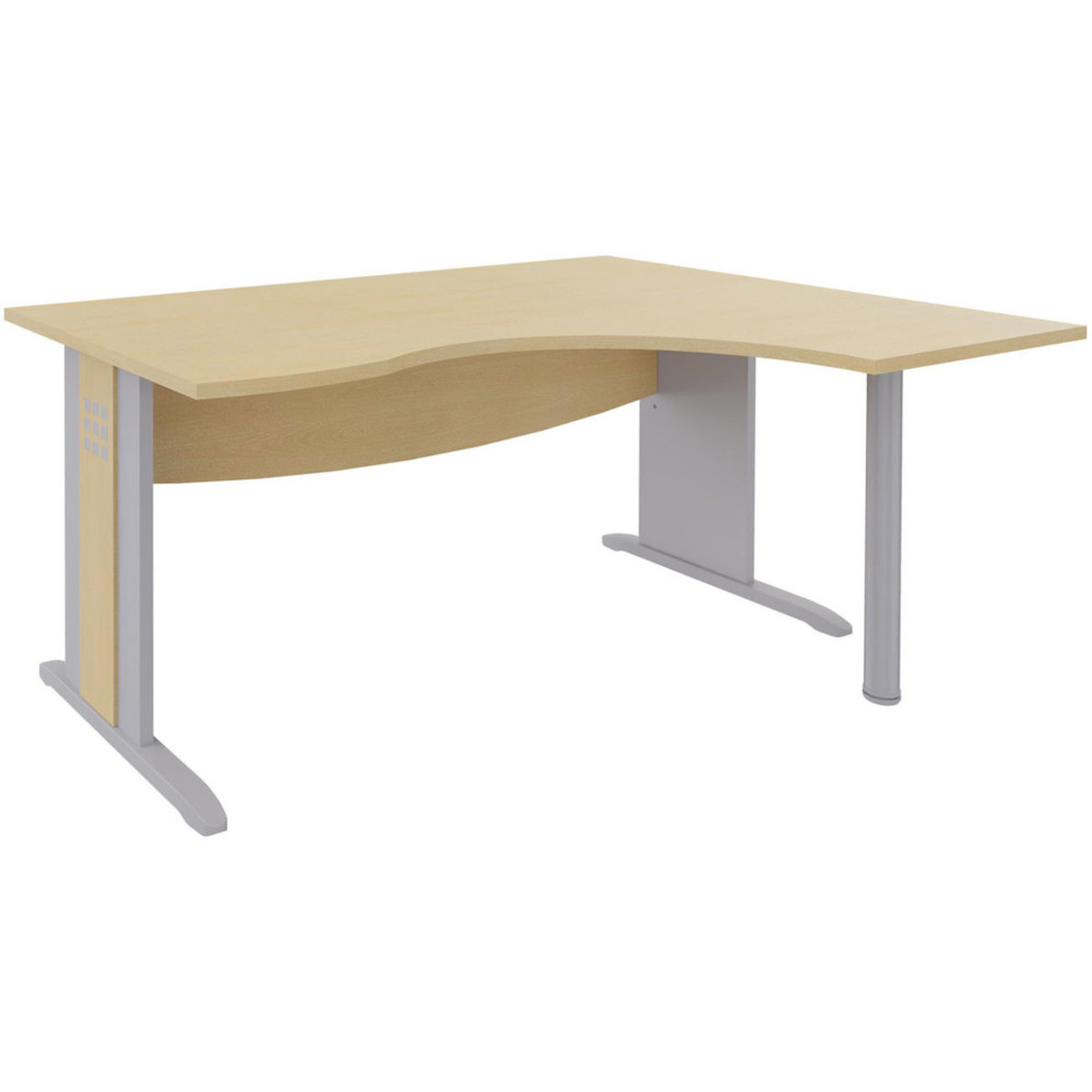 Bureau d'angle compact retour  droite Axiome - L.160 x P.120 cm - Plateau Htre - Pieds L Aluminium