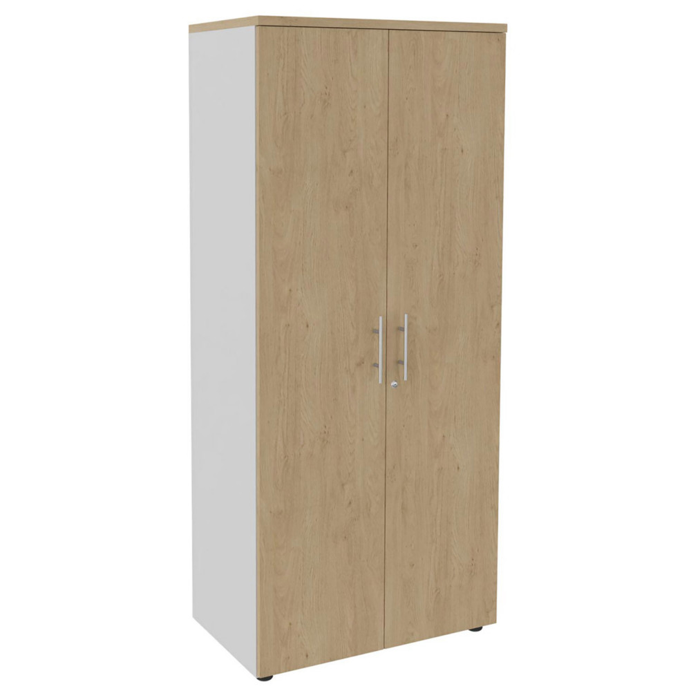 Meuble haut Axiome - L.80 x H.180 cm - 2 portes hautes - Corps Blanc - Portes Chne