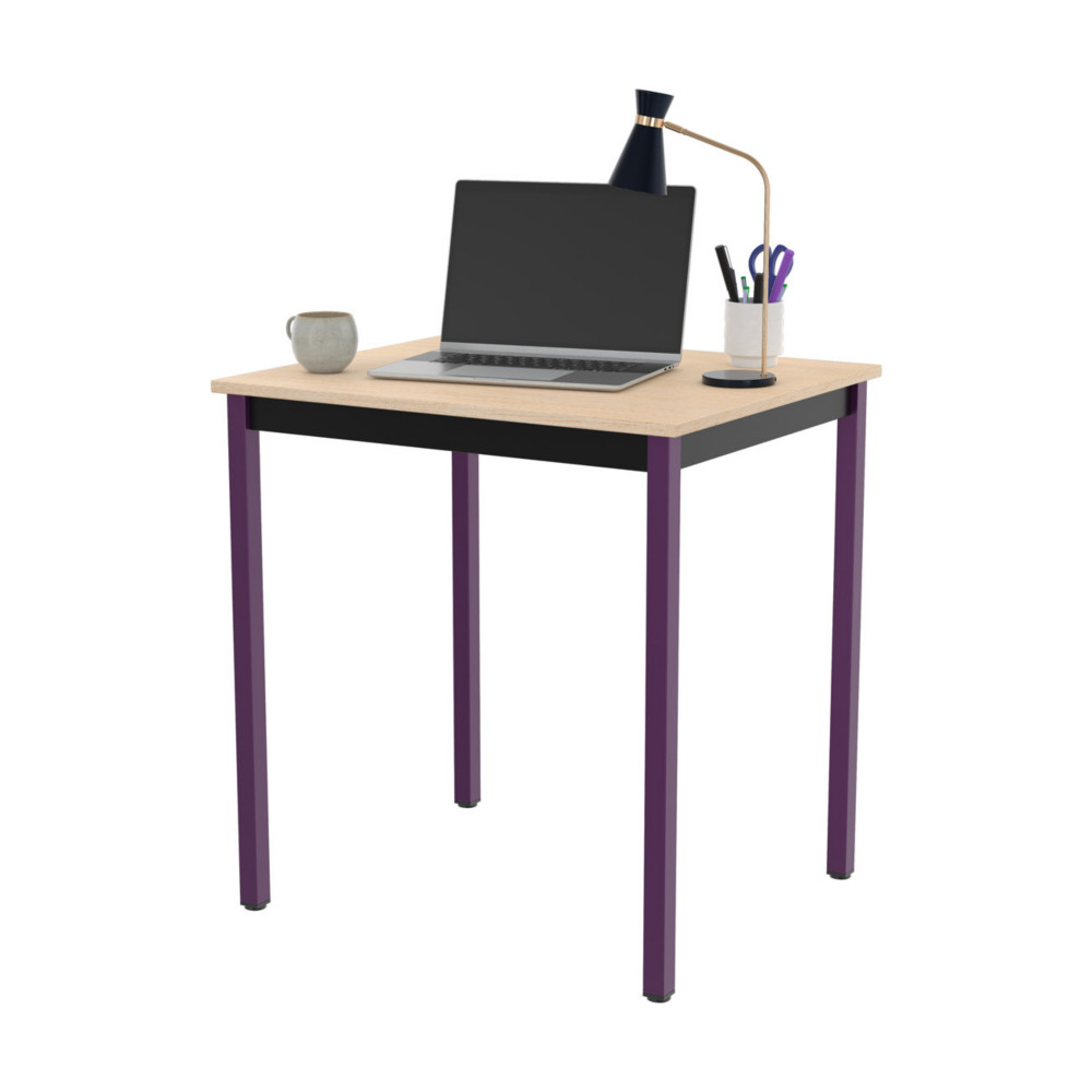 Table de runion modulable rectangle - L.70 x P.60 cm - Plateau Erable - Pieds Prune