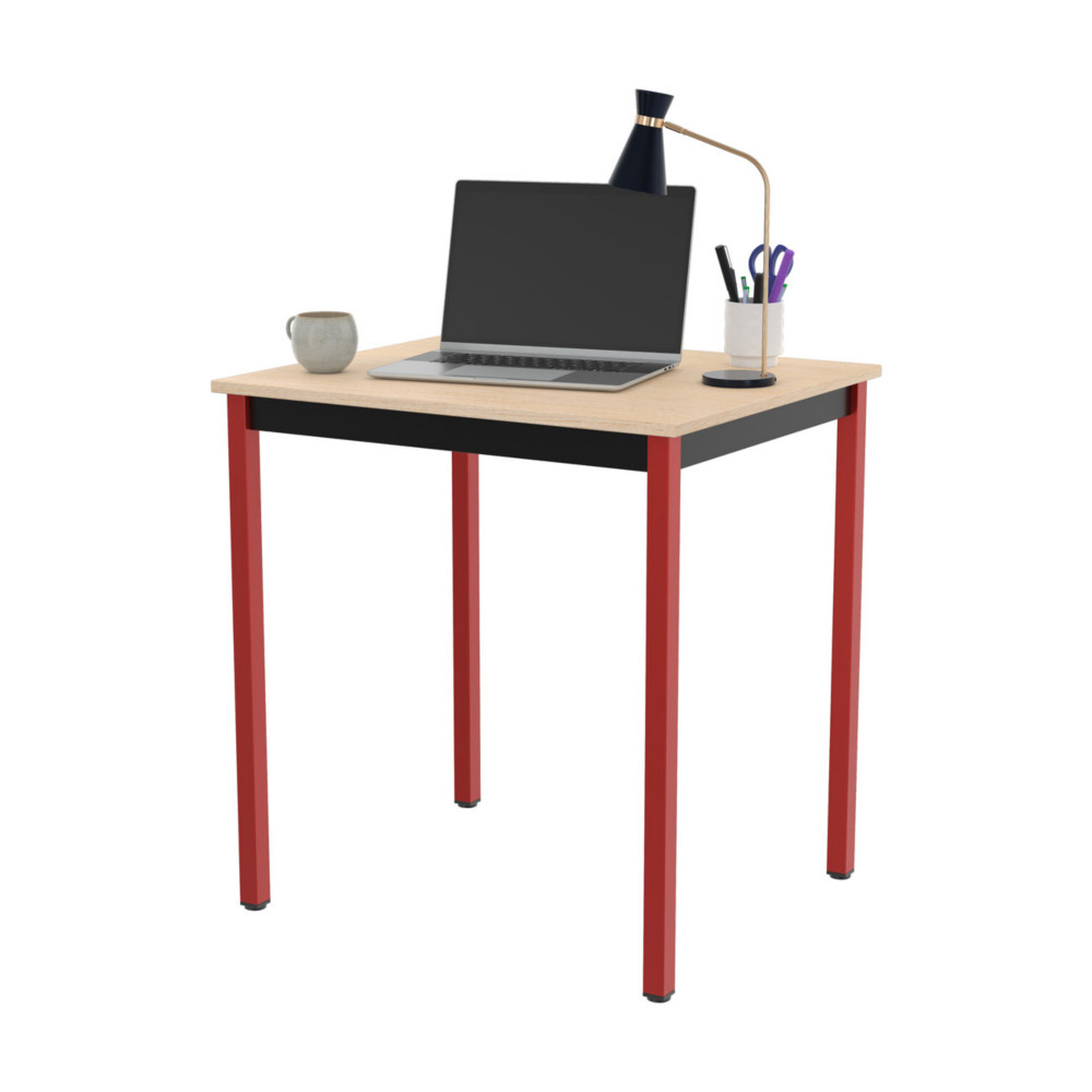 Table de runion modulable rectangle - L.70 x P.60 cm - Plateau Erable - Pieds Rouge