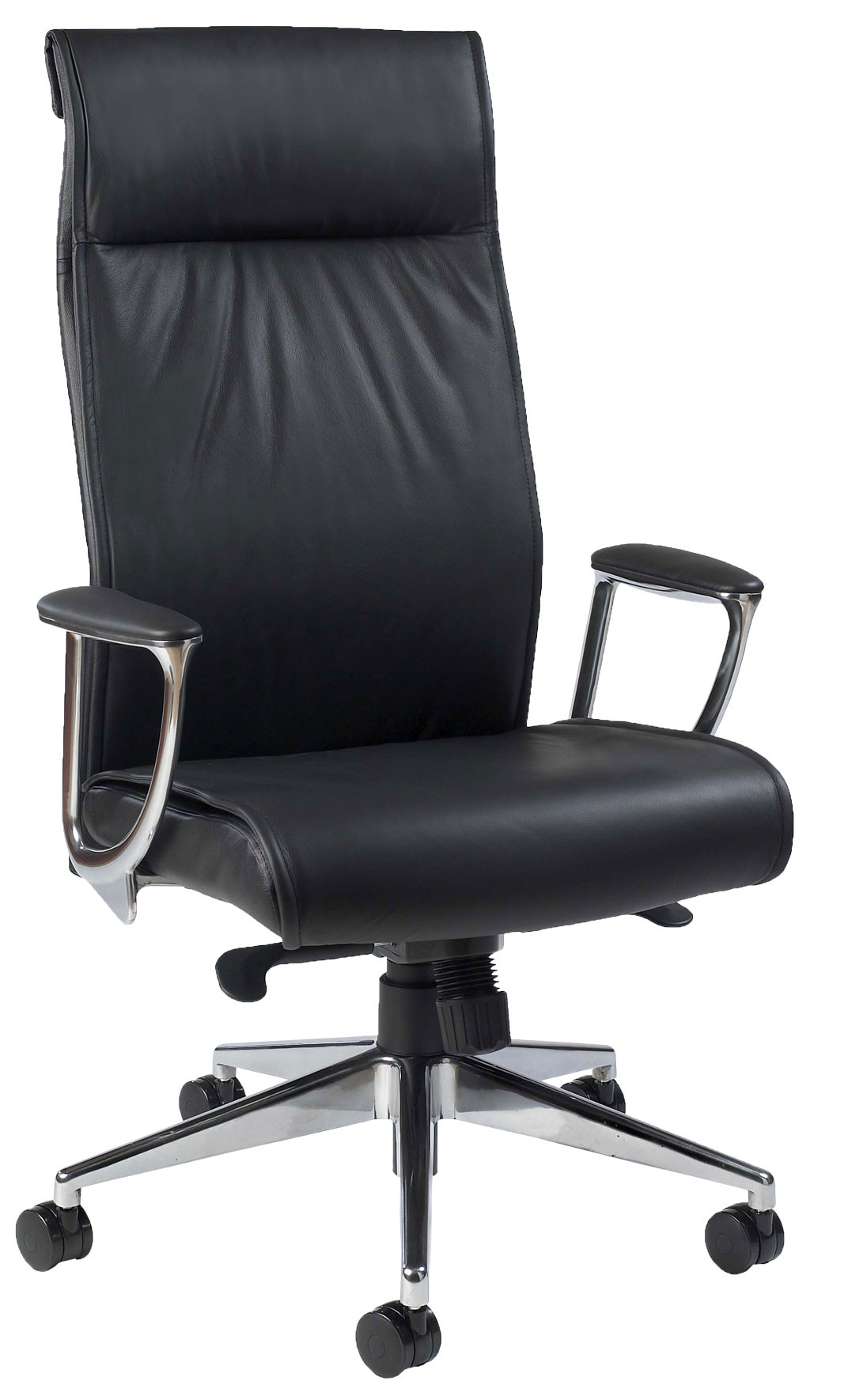 Fauteuil de direction 3000 Cuir Noir Hauteur réglable - Accoudoirs Dossier Appuie-tête Roulettes