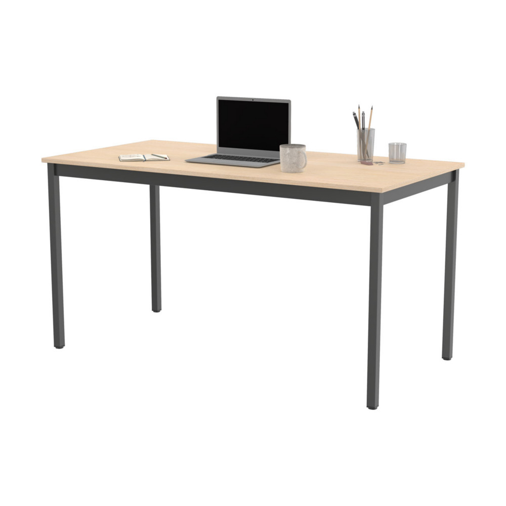 Table de runion modulable rectangle - L.140 x P.70 cm - Plateau Erable - Pieds Gris