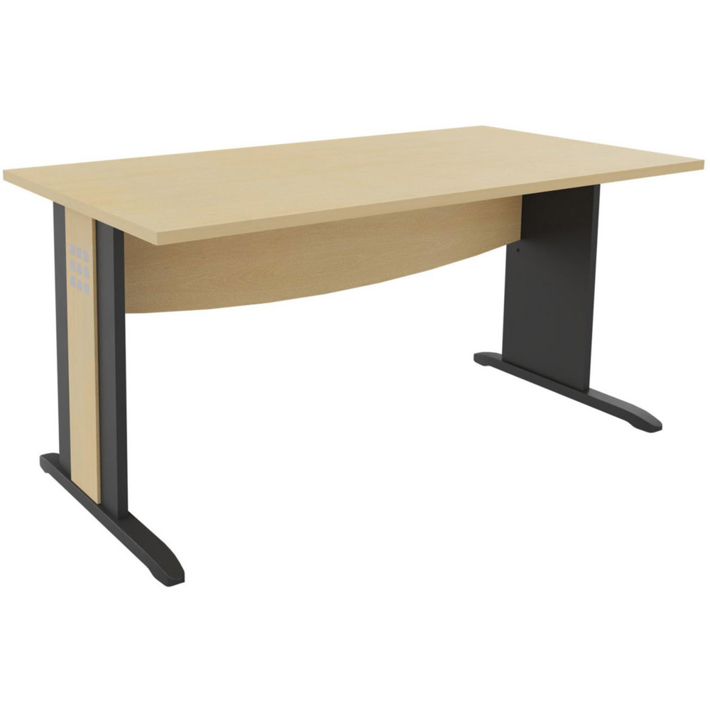 Bureau droit Axiome - L.80 x P.80 cm - Plateau Htre - Pieds L Anthracite