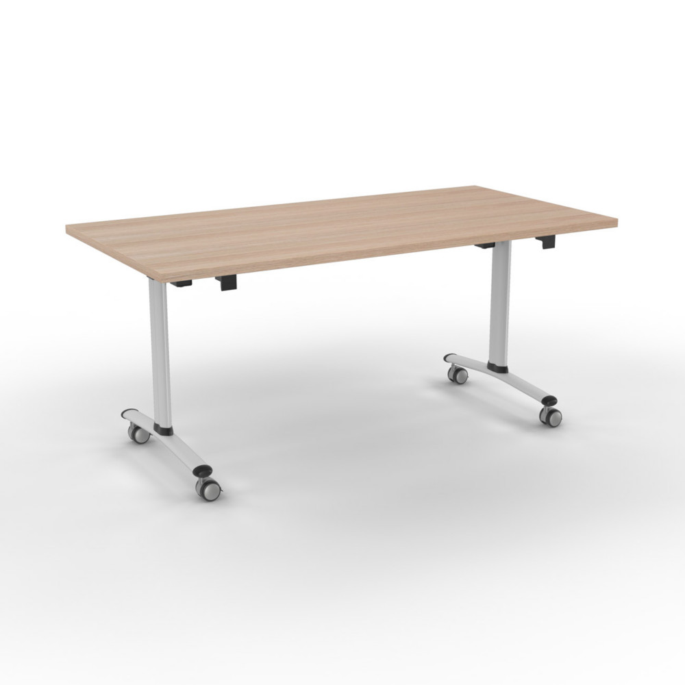 Table mobile rabattable - L.160 x P.80 cm - Plateau Htre - Pieds Aluminium