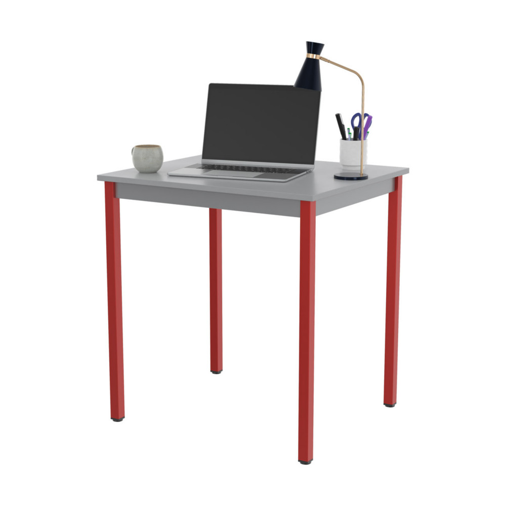 Table de runion modulable rectangle - L.70 x P.60 cm - Plateau Gris - Pieds Rouge