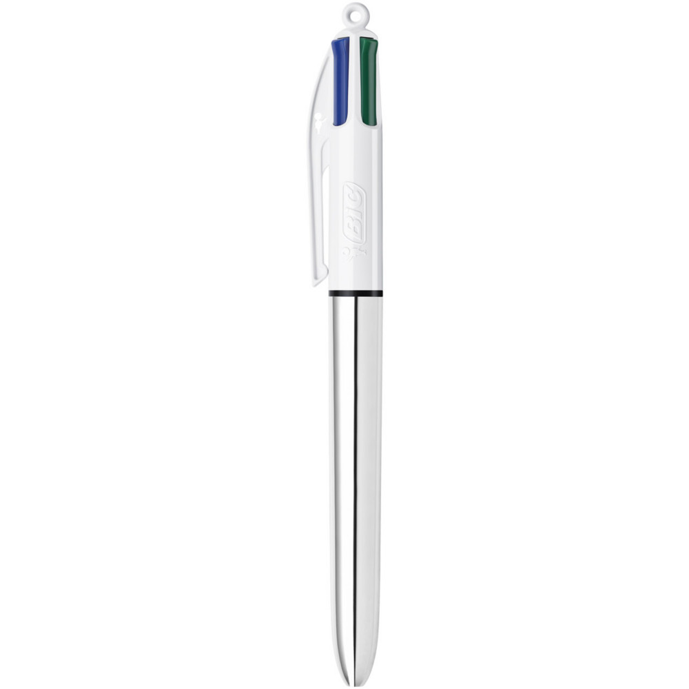 BIC 4 couleurs Shine Stylo bille rtractable pointe moyenne 1 mm - Corps Argent