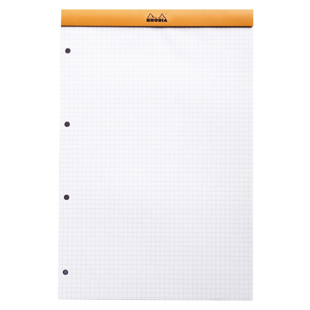 Rhodia Bloc notes orange agraf 21 x 32 cm - 80g - Perfor 4 trous - Petits carreaux 5x5 - 160 pages