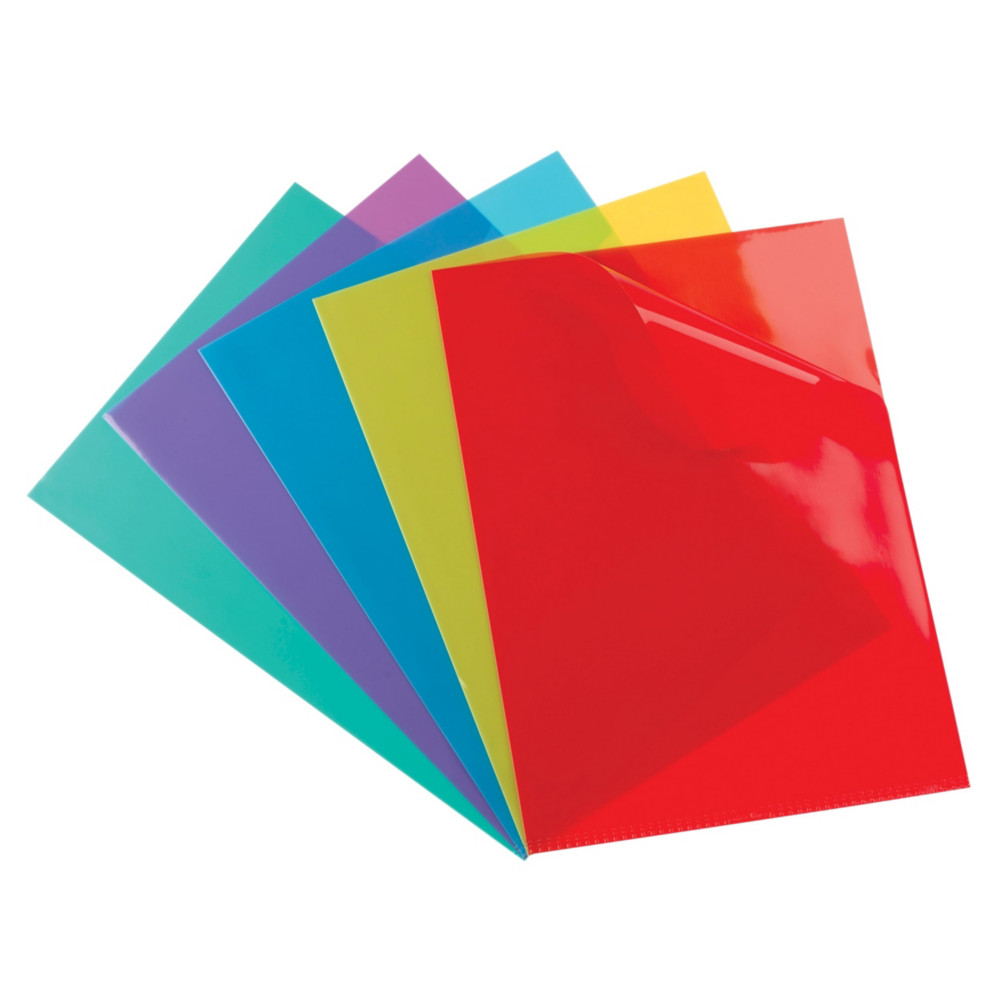 Oxford Pochettes coin A4, ouverture en L, en PVC 15/100e, capacit 25 feuilles - coloris assortis