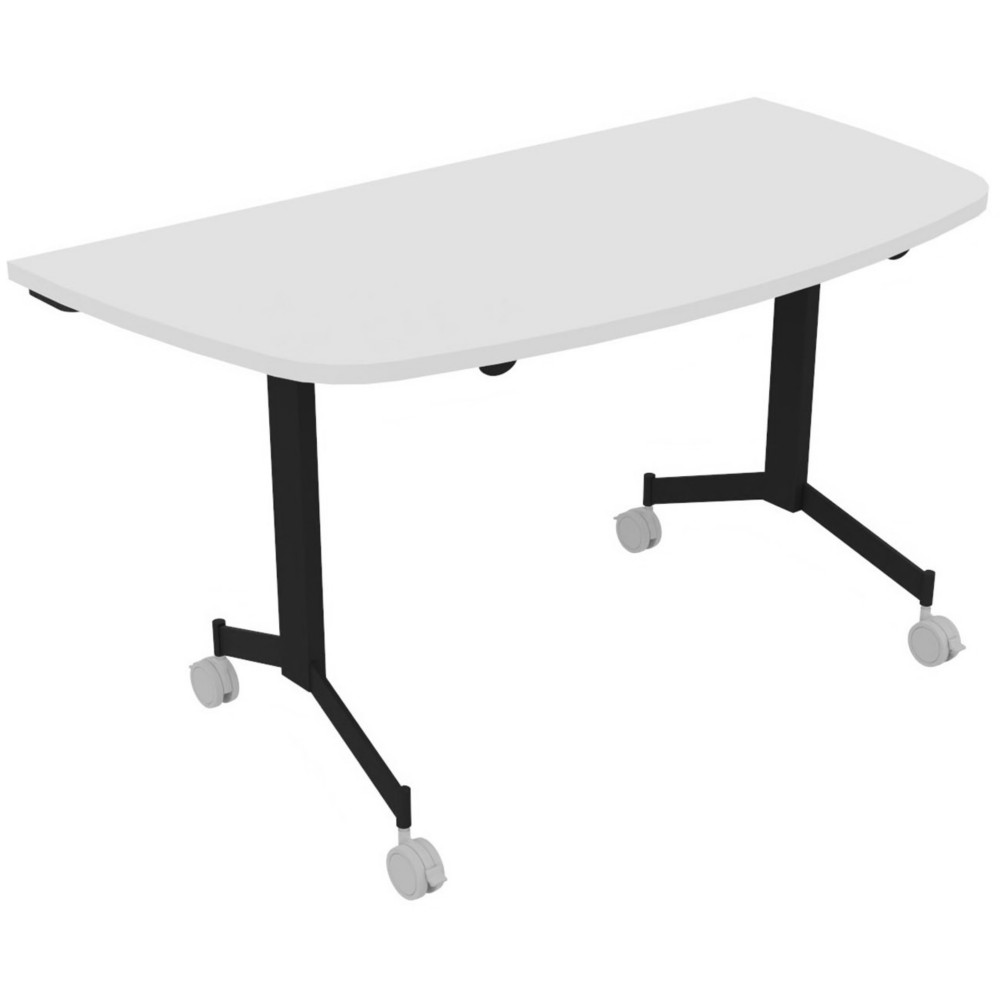 Table mobile rabattable Eureka demi-lune - L.140 x P.70 cm - Plateau Blanc - Pieds Noir