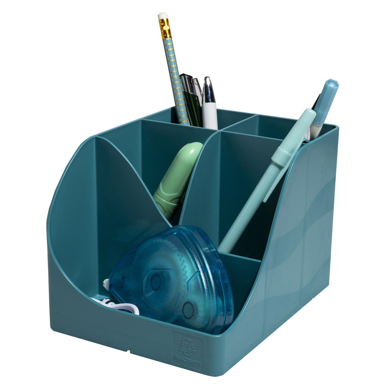 Exacompta+Pot+à+crayons+Pen-Wave+Skandi+5 compartiments+-+Bleu+pacifique