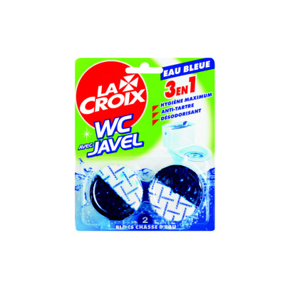 La Croix Bloc WC LACROIX - 3en1 - Chasse d'eau - Eau bleue et Javel - Lot de 2