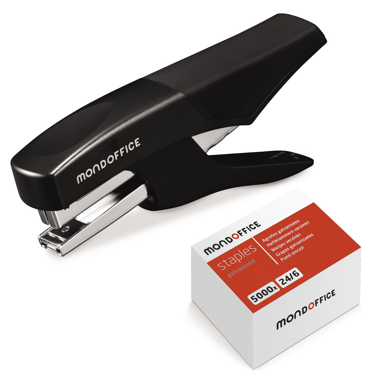 MONDOFFICE+Pince+Agrafeuse+-+Agrafes+N°+10++-+Capacite+10+feuilles+-+Noir+-+Pack+++5000+agrafes