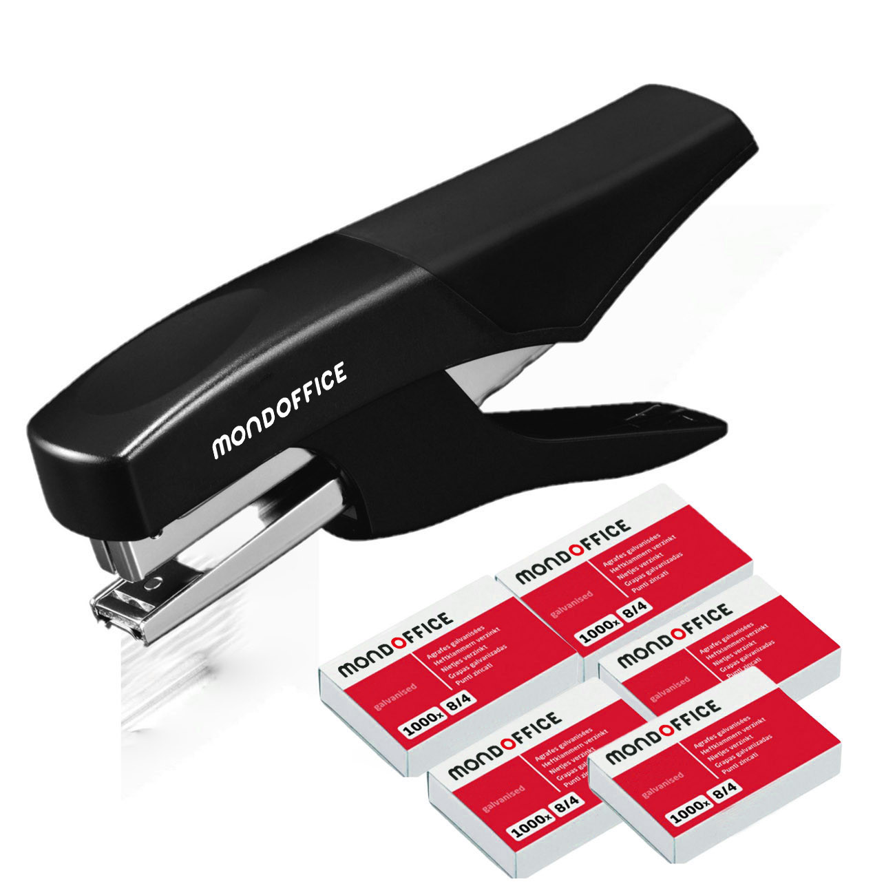 MONDOFFICE+Pince+Agrafeuse+-+Agrafes+BB+8/4+-+Capacite+12+feuilles+-+Noir+-+Pack+++5000+agrafes