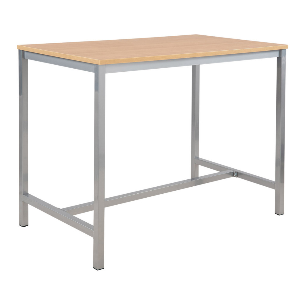 Table haute 110 cm polyvalente Budget 140 x 80 cm - Chne pieds mtal Aluminium