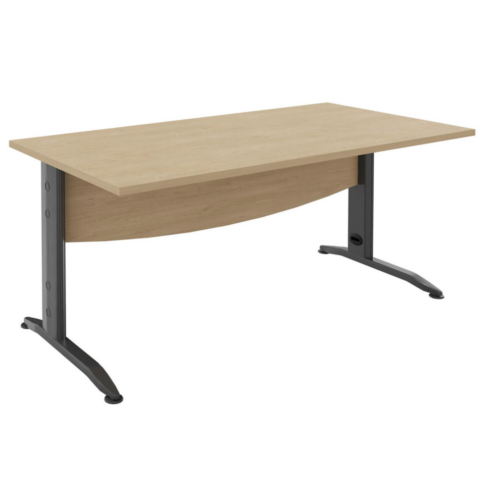 Bureau Droit Activity Mtal - L.140 x P.80 cm - Plateau Chne clair - Pieds L Anthracite