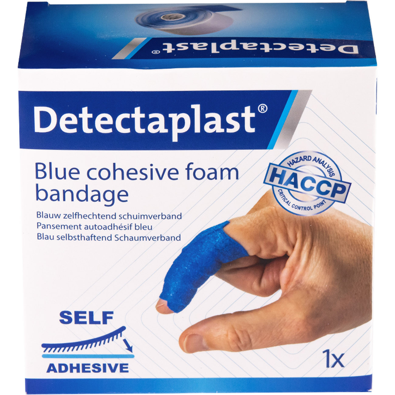 Detectaplast Bande de mantien autoadhésive bleu - HACCP - Pansement en rouleau de l. 6 cm x L. 4,5 M