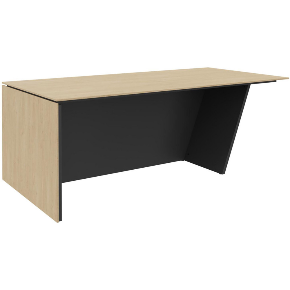 Bureau direction pied vertical  gauche Rha - L. 200 x P. 100 x H. 741 cm - Plateau Chne - Pieds Carbone