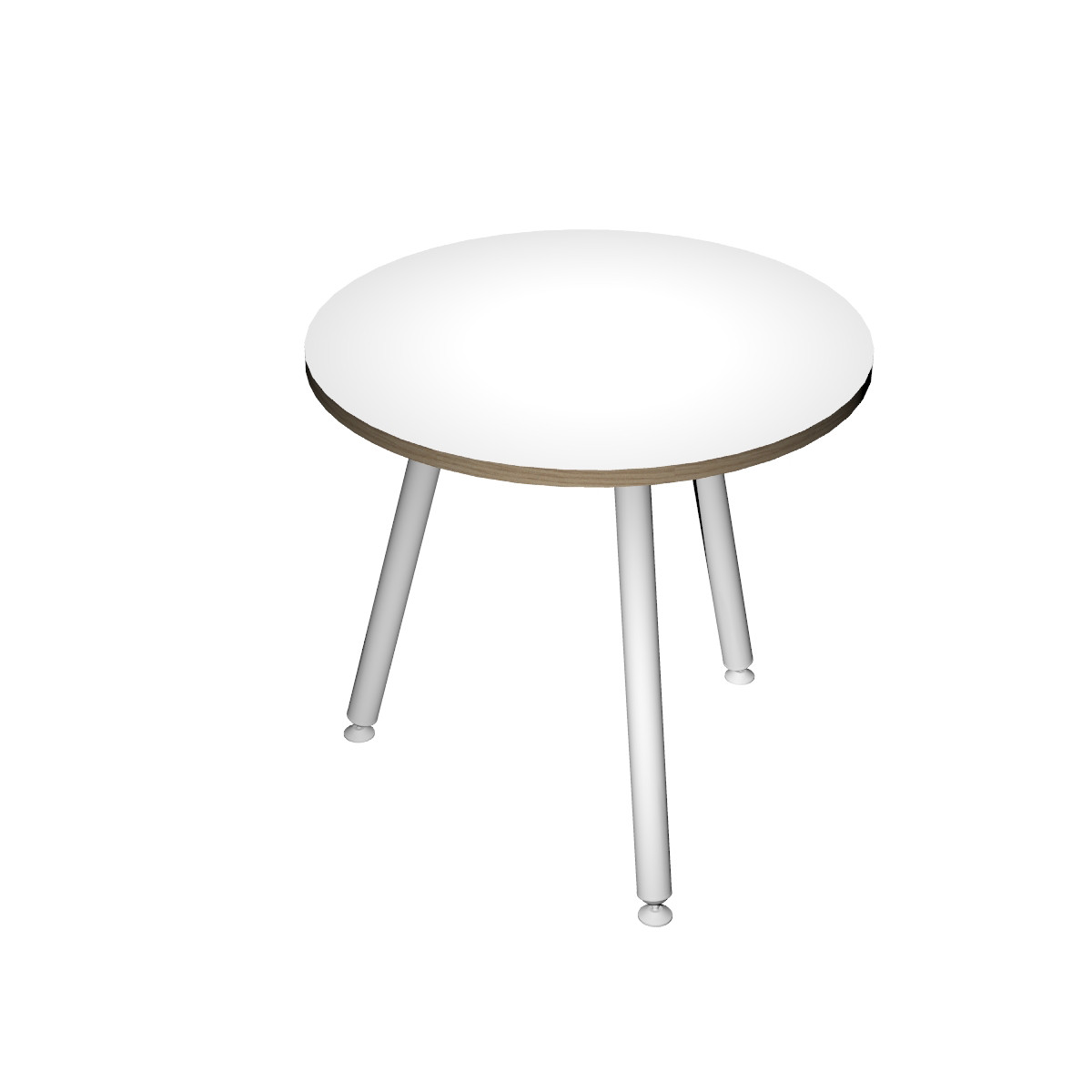 Table ronde Halden Ø 80 cm - Plateau Blanc bords Chêne - Pieds métal Blanc