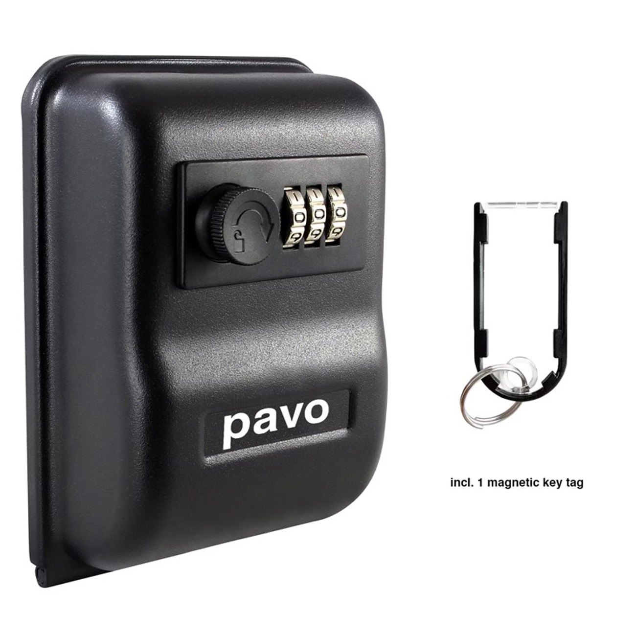 PAVO Mini Coffre mural pour clés - Serrure à code et porte-clé magnétique - Noir