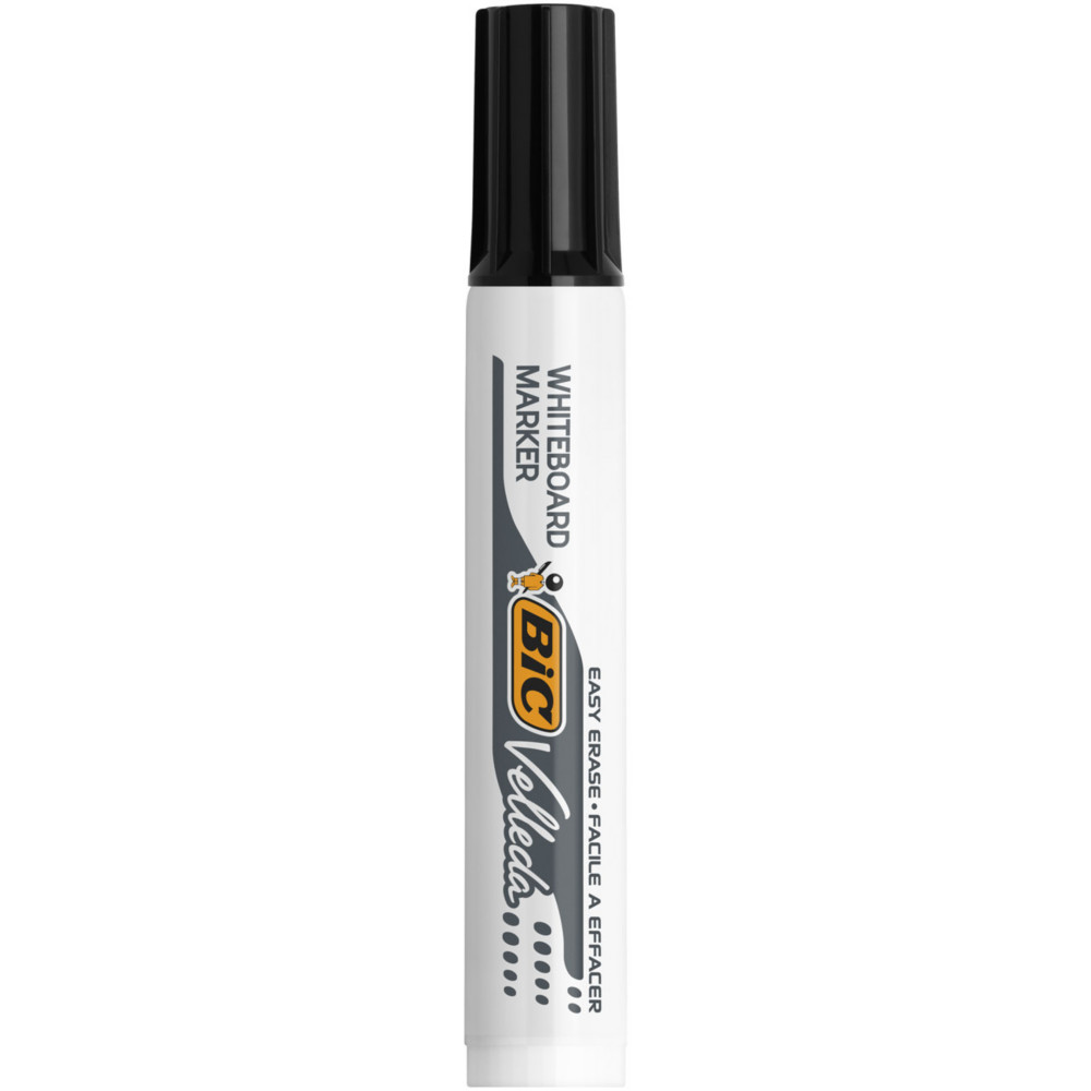 BIC Velleda 1791 Feutres pour Tableau Blanc Effaables  Sec Pointe Large Biseaute 3,3 - 4,6 mm - Marqueur Noir