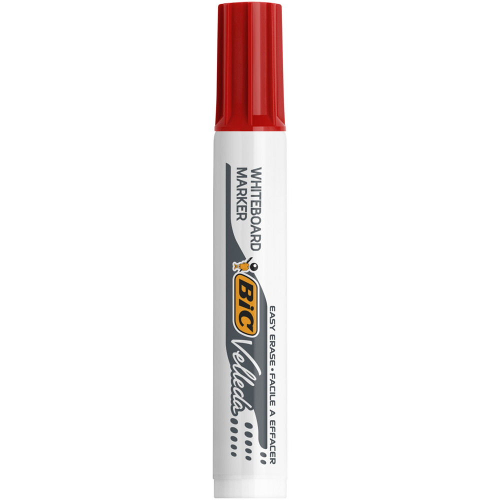 BIC Velleda 1791 Feutres pour Tableau Blanc Effaables  Sec Pointe Large Biseaute 3,3 - 4,6 mm - Marqueur rouge