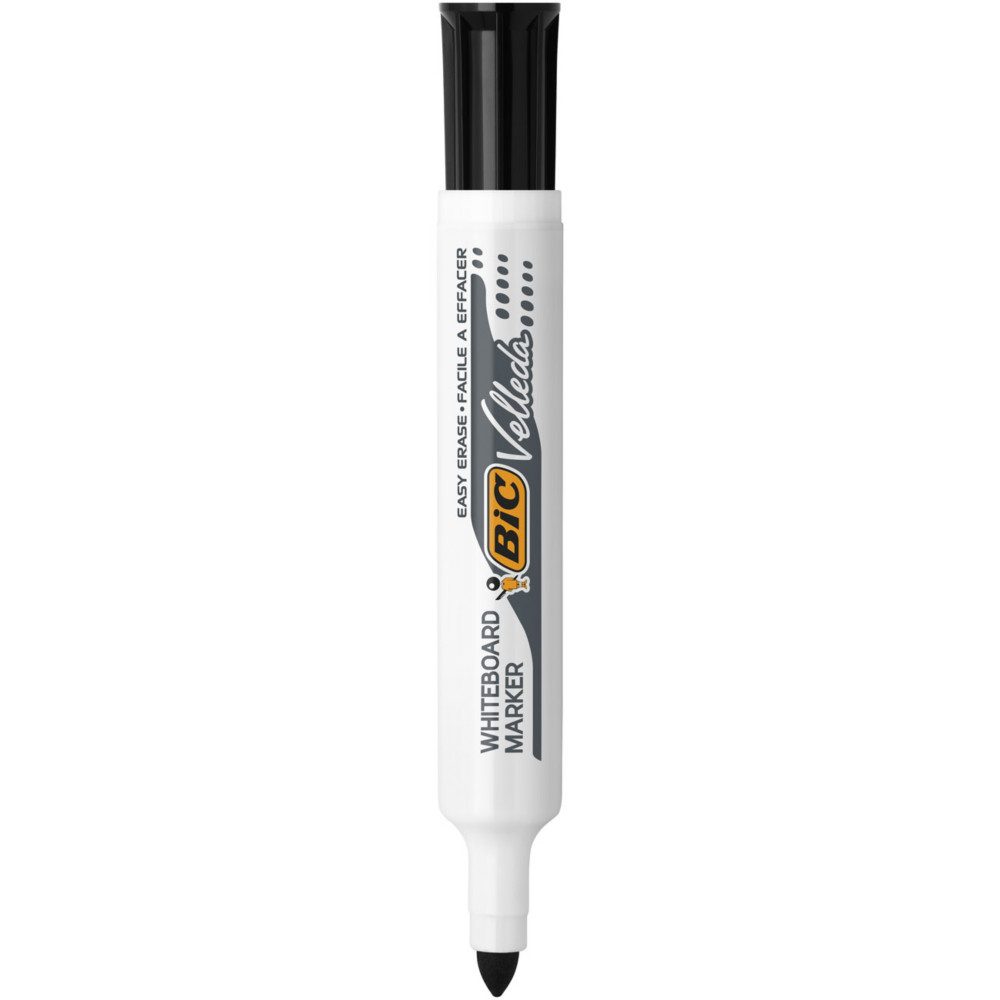 BIC Velleda 1711 Feutres pour Tableau Blanc Effaables  Sec  Pointe Conique Large -  Marqueur Noir