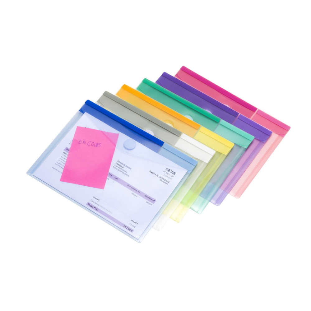 DJOIS by Tarifold Pochettes-enveloppes Color Collection A5 polypropylne assorties  - lot de 6