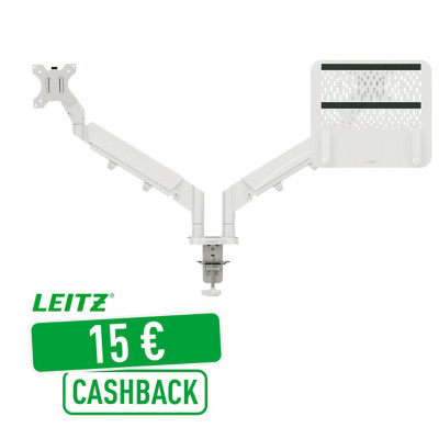 Leitz Bras double pour écran et ordinateur portable à faible encombrement - Gris clair