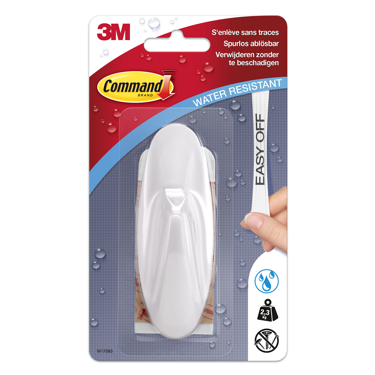 Command Crochet Designer 3M avec bandes résistantes à l'eau - Blanc - 1 crochet 2 grandes bandes - Supporte 2,3 kg