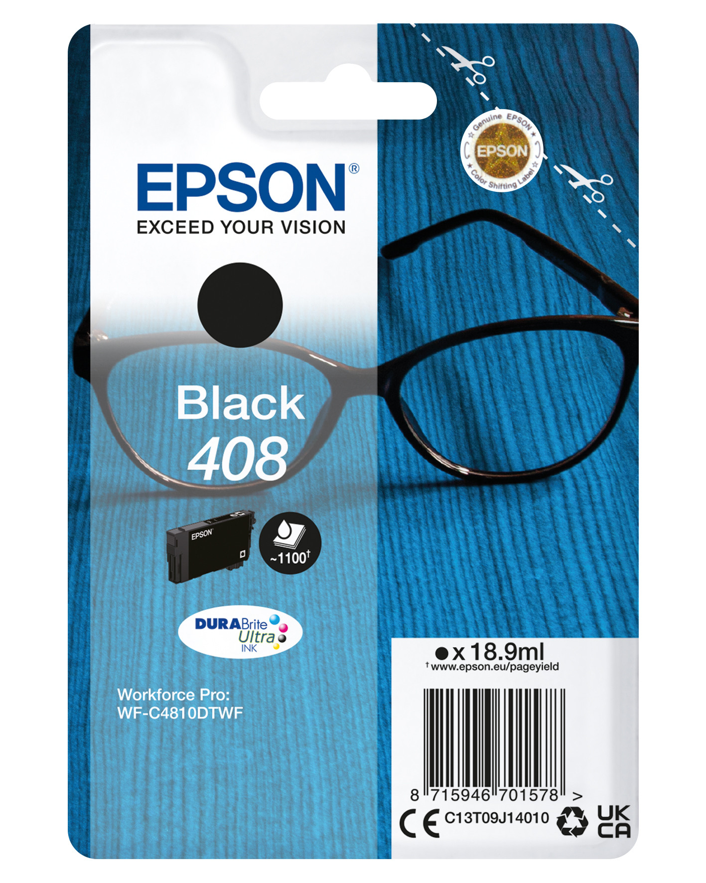 Epson 408 Cartouche d'encre originale C13T09J14010 - Noir
