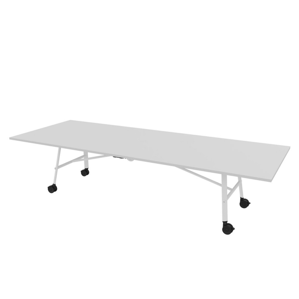 Table mobile plateau rabattable Serenity 320 x 120 cm Gris  Pied Blanc