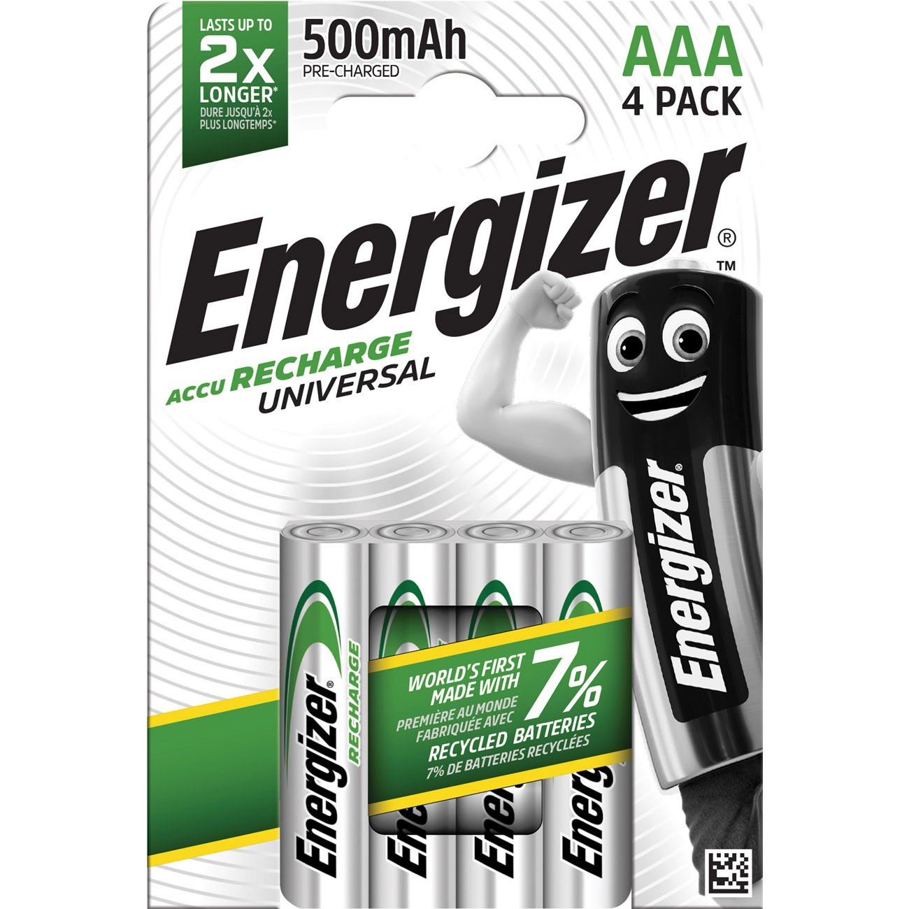 Energizer Piles rechargeables universelles 500mAh AAA 4 unités Vert - vue 3