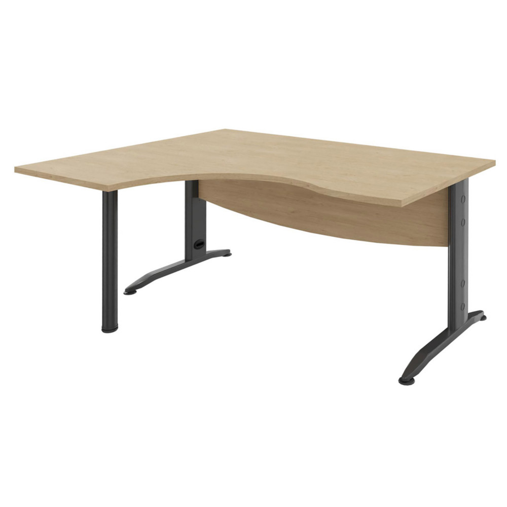 Bureau compact retour  gauche Activity Mtal 2 - L.160 x P.120 cm - Plateau Chne clair - Pieds L Anthracite