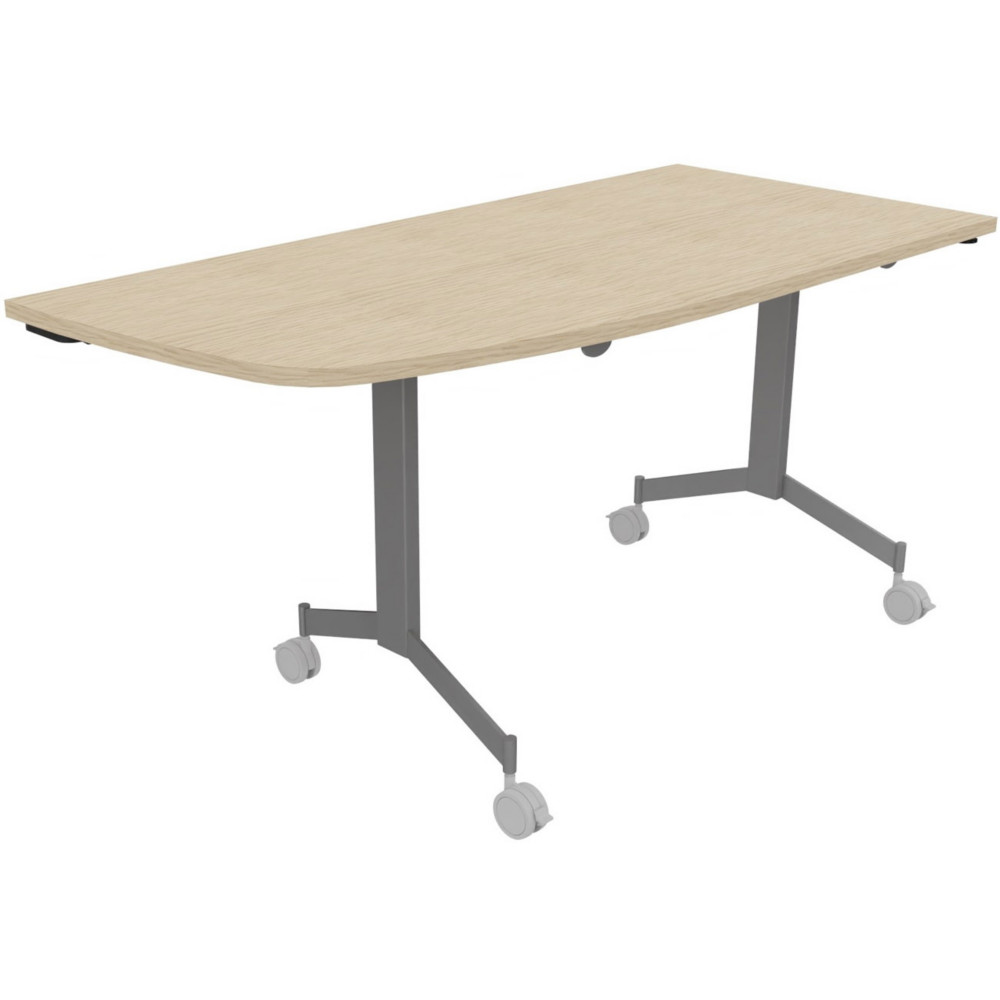 Table mobile rabattable Eureka angle arrondi  gauche - L.150 x P.70 cm - Plateau Chne - Pieds Aluminium