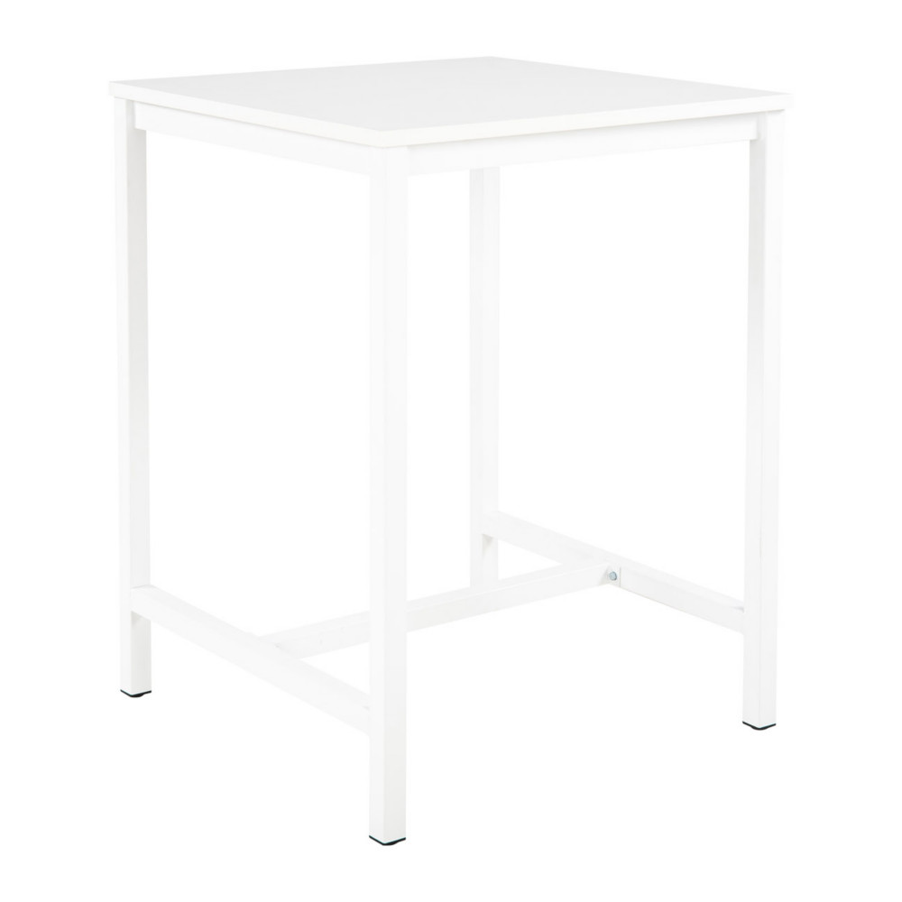 Table haute 110 cm polyvalente Budget 80 x 80 cm - Blanc pieds mtal Blanc