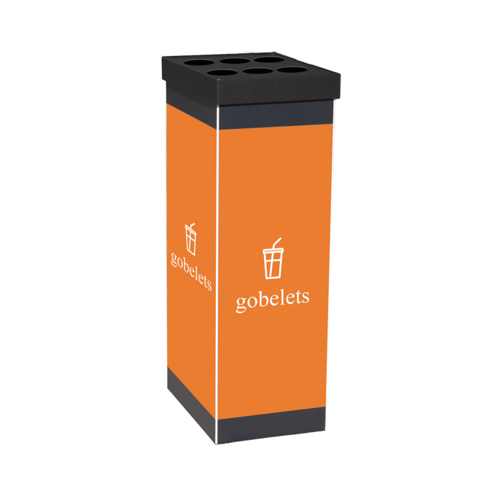 Paperflow Poubelle de tri slectif pour le recyclage des gobelets - 60L - Orange corps Noir