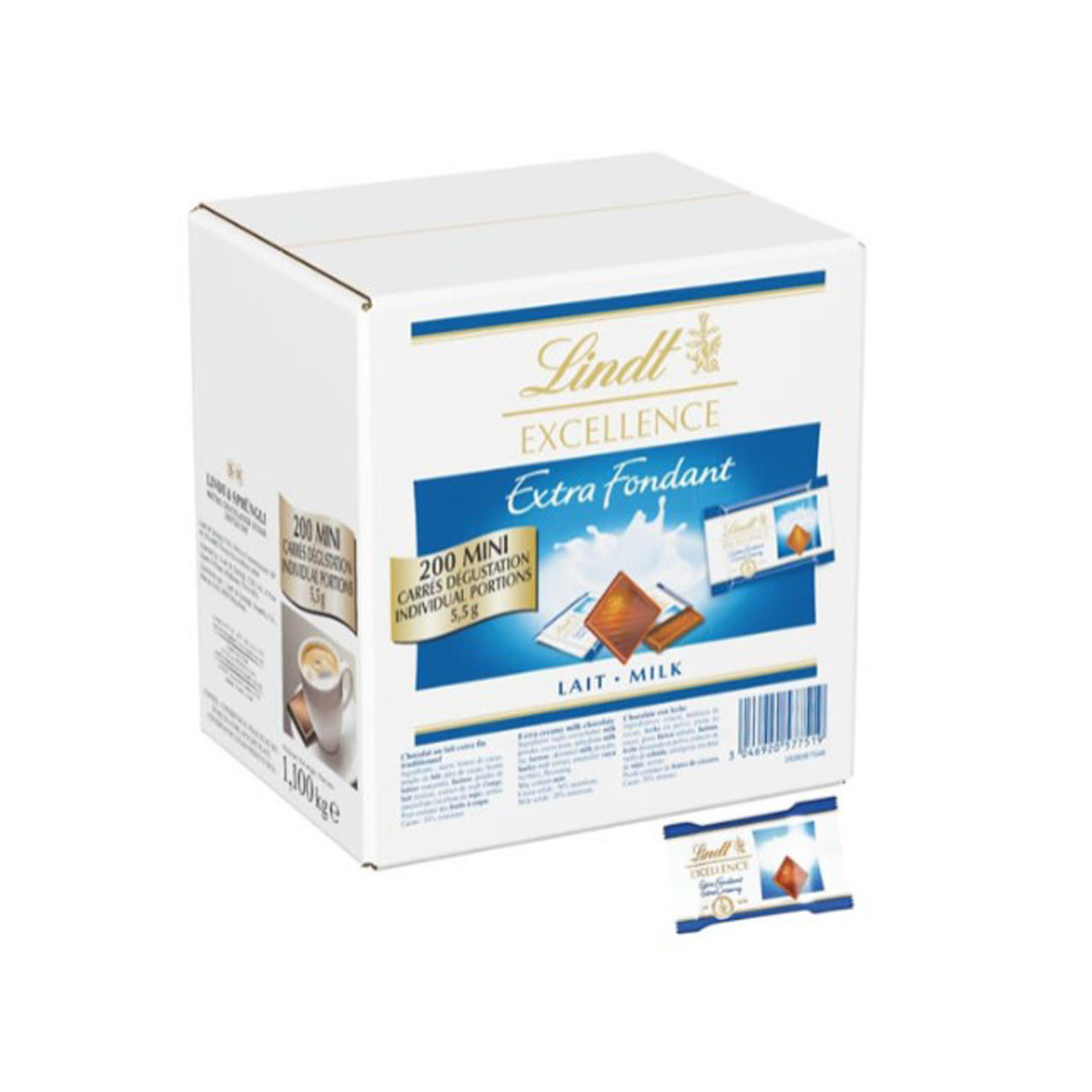 LINDT Boîte chocolats au lait Excellence - Paquet de 200 mini carrés de 5,5 g- 1,1 kg