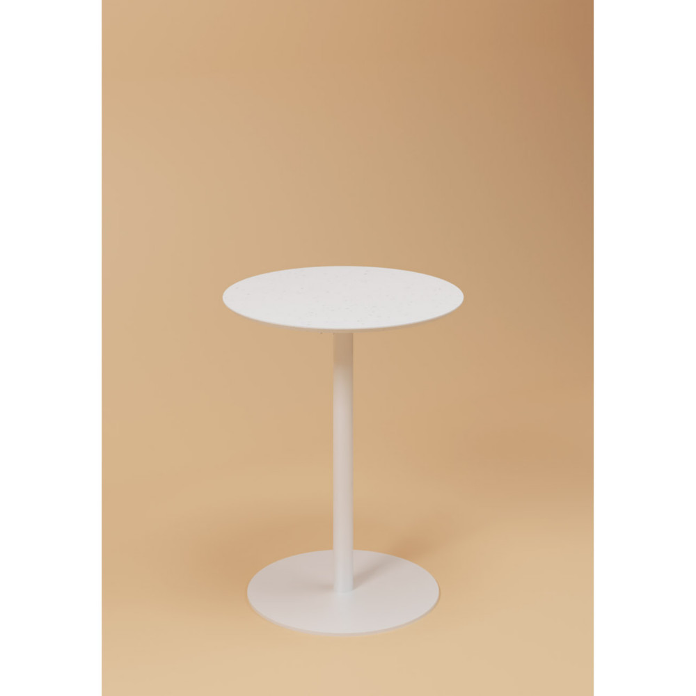 Table de restauration ronde Bistro Trinquet diamtre 60 cm - Intrieur - Exptrieur - Plateau blanc - Pied blanc