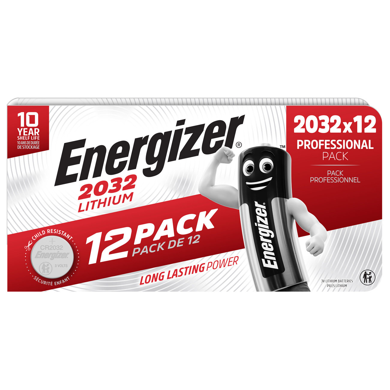 Energizer Pile bouton Lithium CR 2032 - Lot de 12